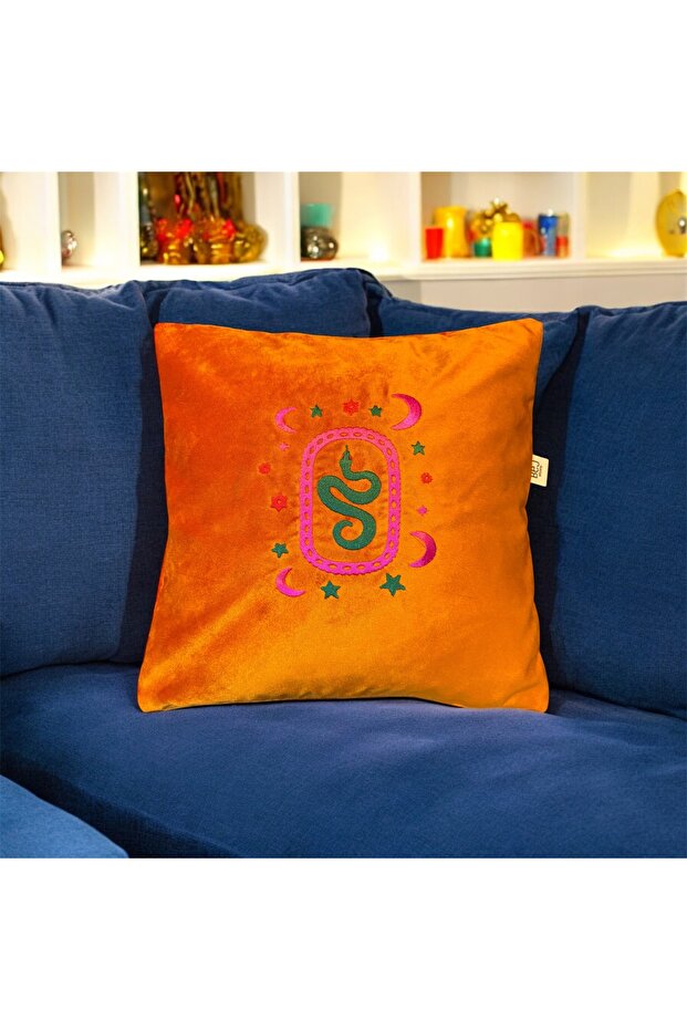 Embroidered Velvet Throw Pillow Cover