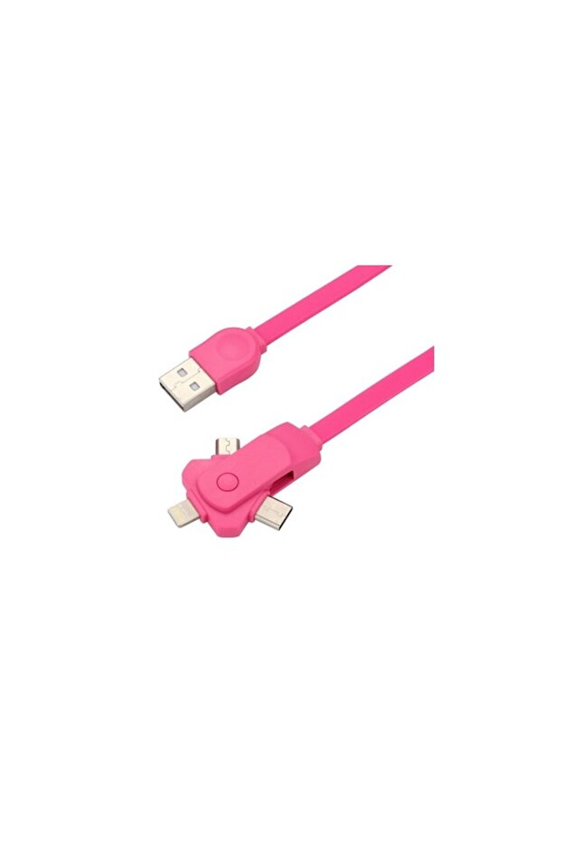 Micro USB, Type C, Lightning 3 in 1 Rotating Cable - 2