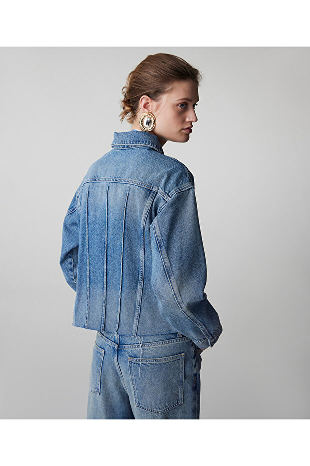 Raw edge denim ceket - 8