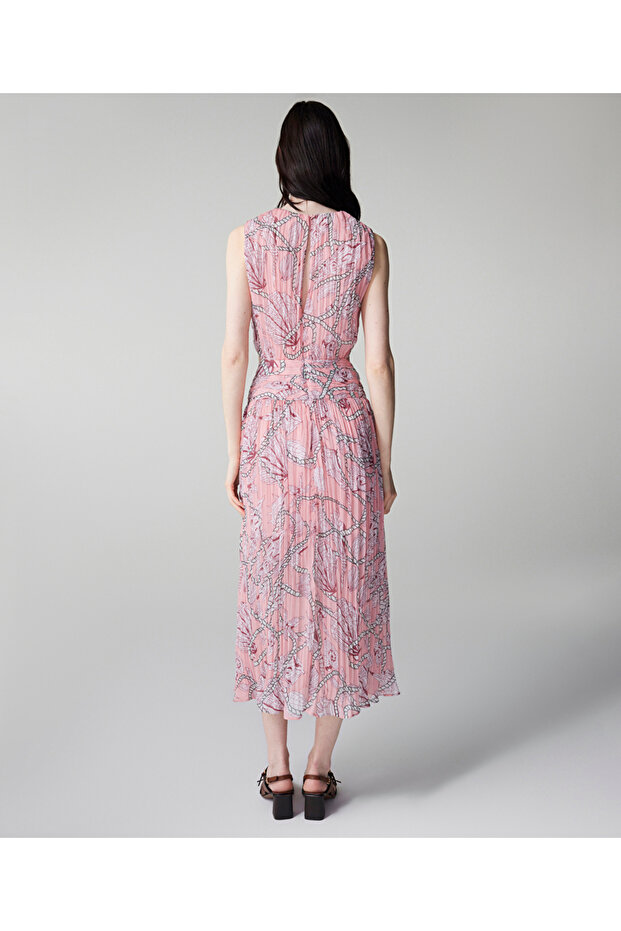 Desenli piliseli elbise - 6