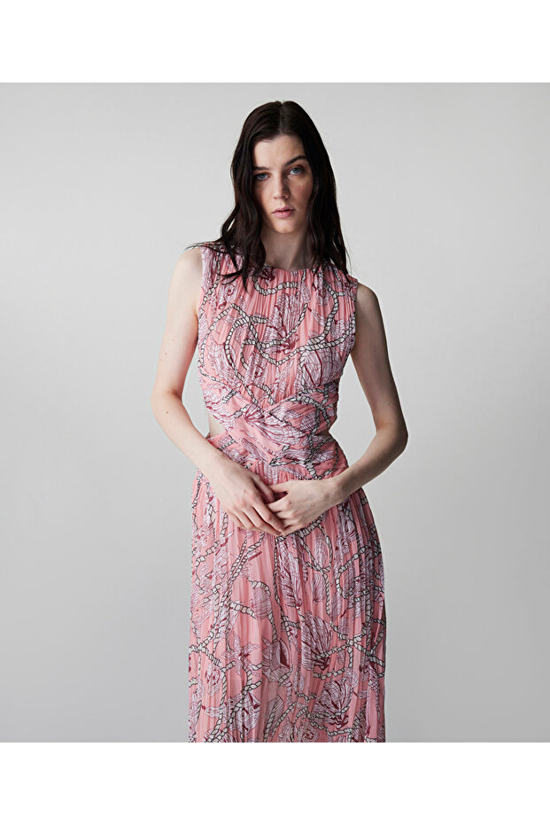 Desenli piliseli elbise - 2