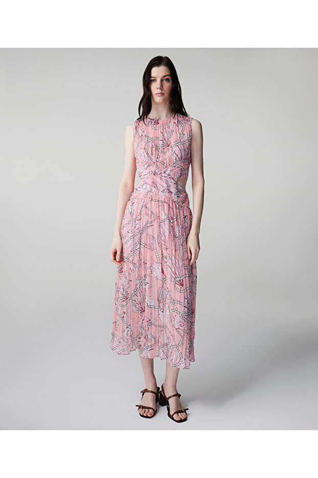 Desenli piliseli elbise - 1