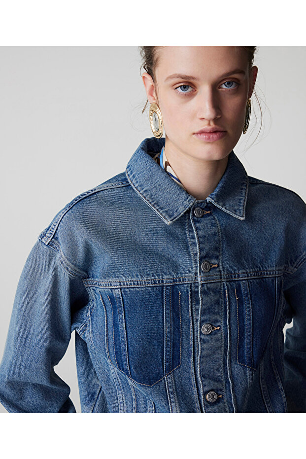 Raw edge denim ceket - 5