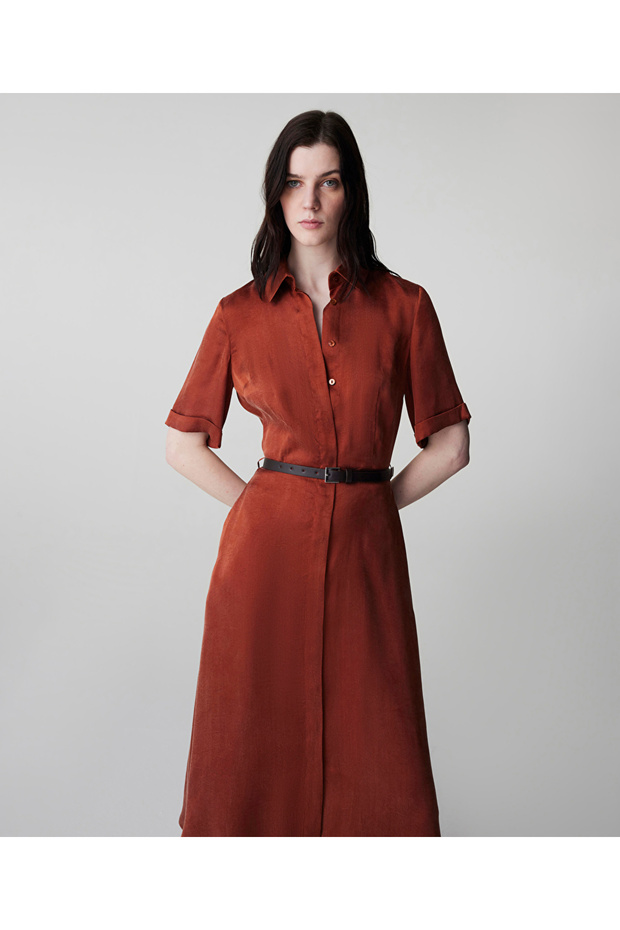 Kemerli cupro elbise - 5