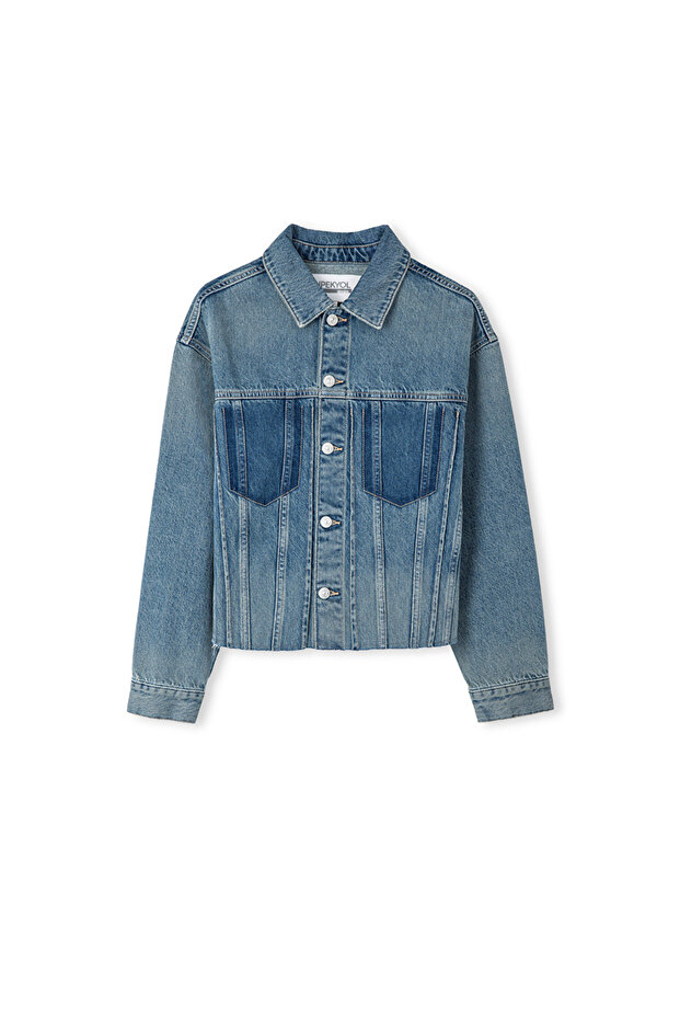 Raw edge denim ceket - 3