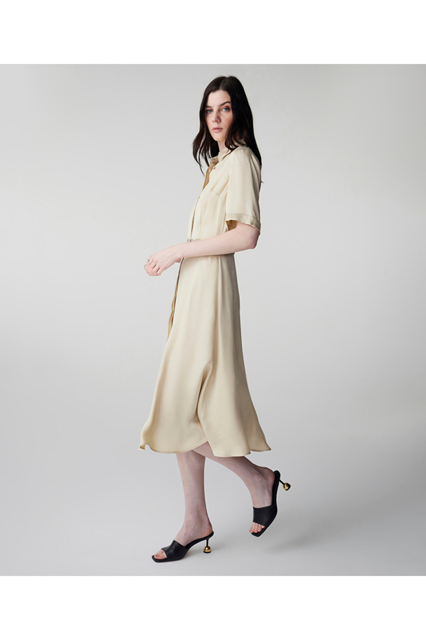 Kemerli cupro elbise - 5