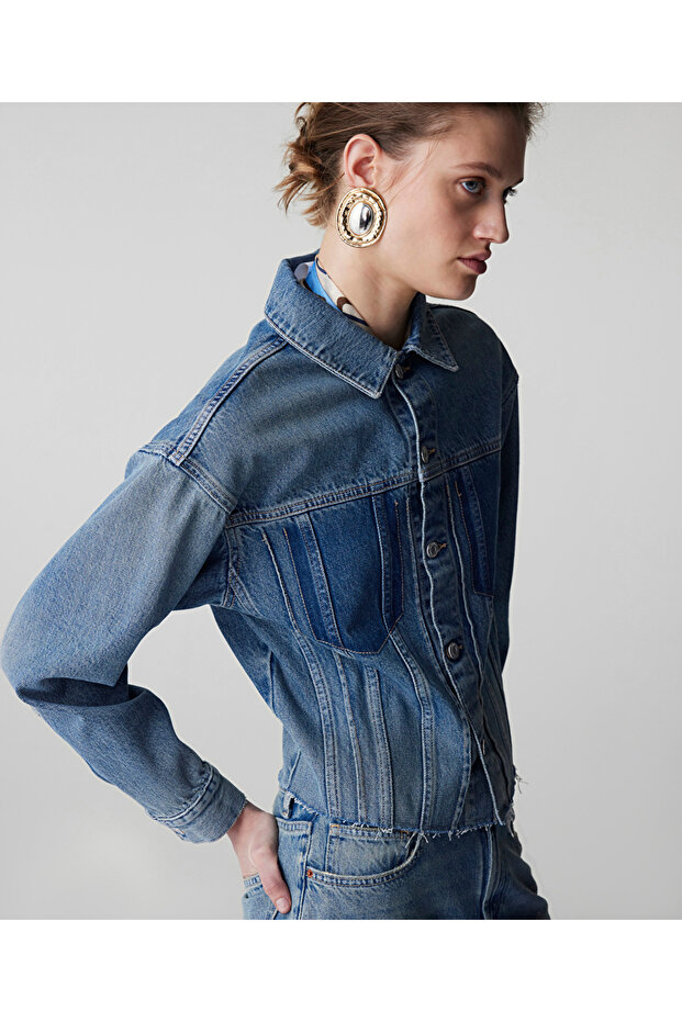 Raw edge denim ceket - 2