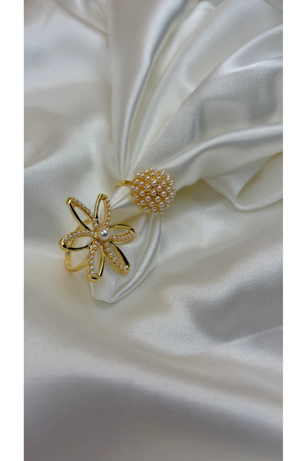 Women's Gold 2-Piece Pearl Set Ring