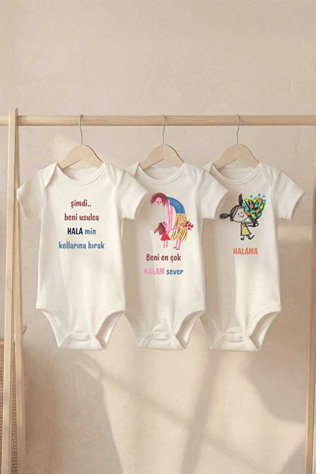 Organic 100% Cotton Hala Printed Baby Bodysuit Short Sleeve Snap Fastener Bodysuit