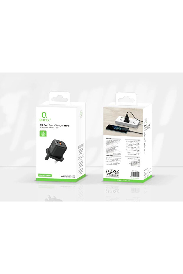 شاحن سريع 30 واط PD USB-C، محول حائط منزلي صغير، أسود