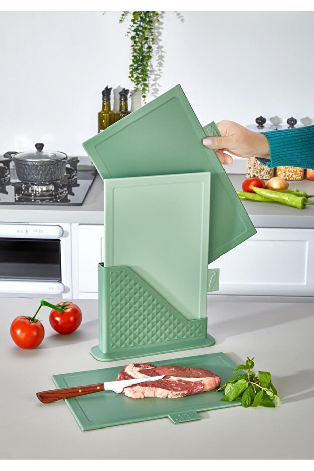 Tria Vertical Cutting Board Set with Stand 32 X 20