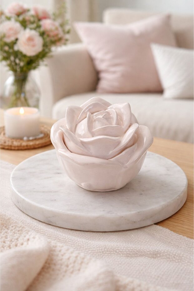 Rose Design Concrete Jewelry Box Pink