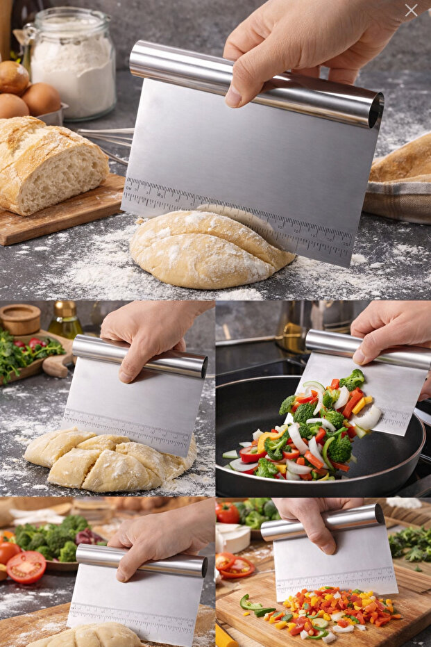 Measuring Stainless Steel Dough Cutter | Luxury Dough Cutter and Scraper | Pastry & Cake Spatula