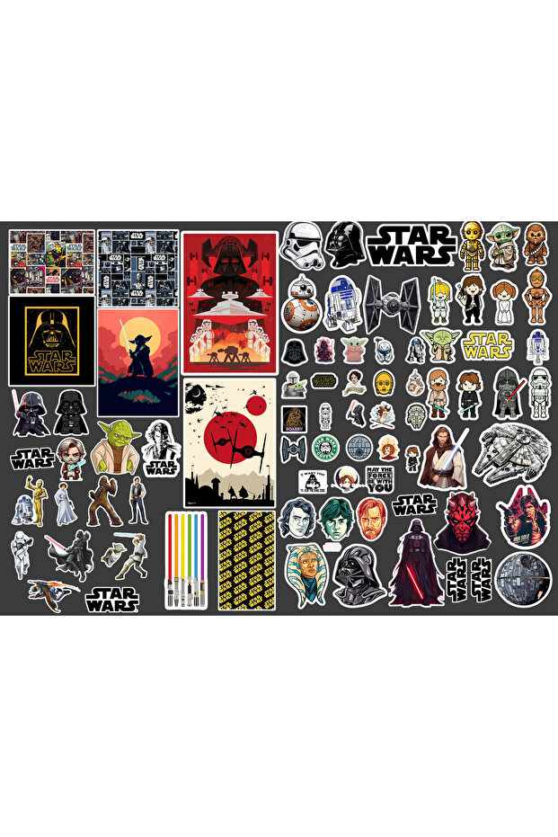 jadesticker Star Wars Sticker Seti 50’li – Laptop Kupak Defter Ajanda Journal İçin