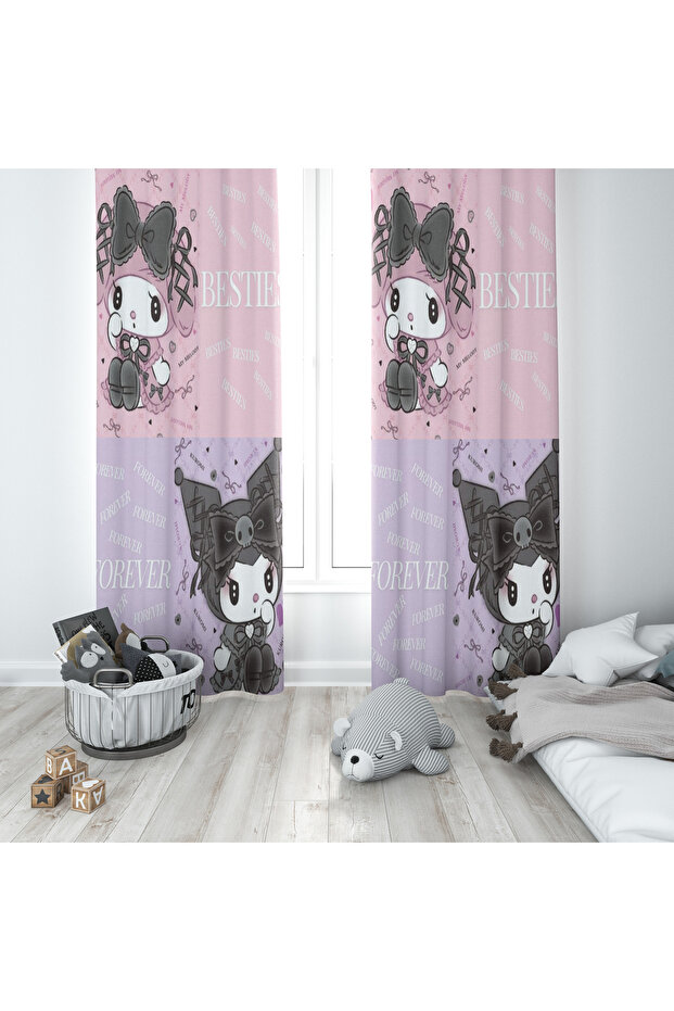Kuromi̇ Pink and Lila Background Curtain M6
