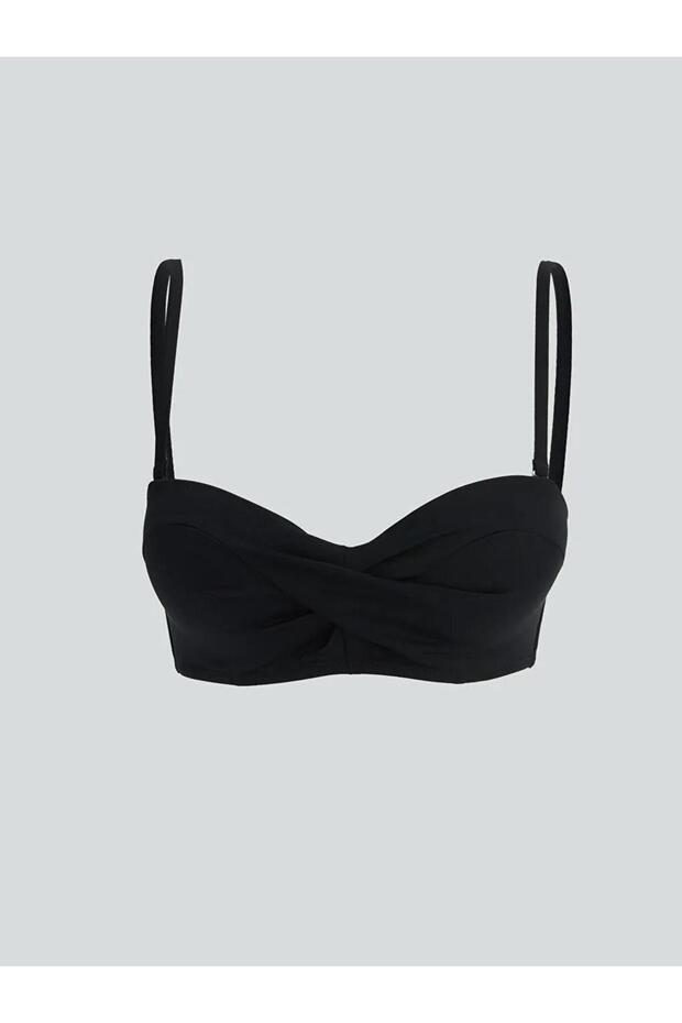 Black Removable Strap Unpadded Women's Bikini Top (S6)