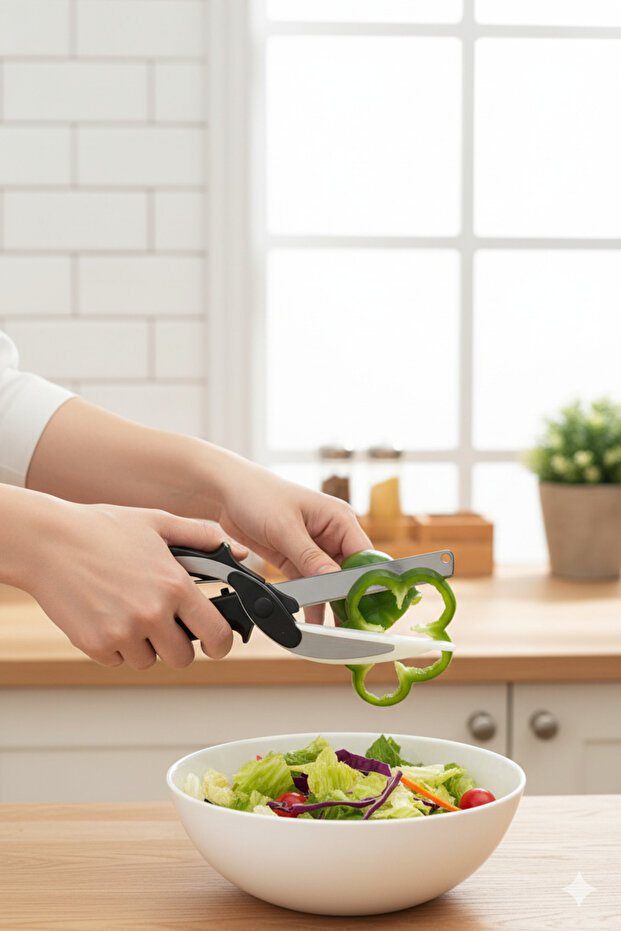 2-in-1 Practical Kitchen Scissors and Chopper | Fast, Safe Vegetable & Meat Cutting Tool