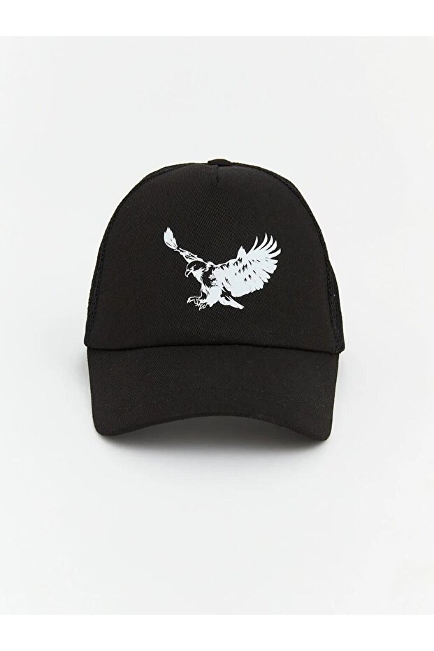 قبعة للأولاد مطبوعة باللون الأسود (S6)