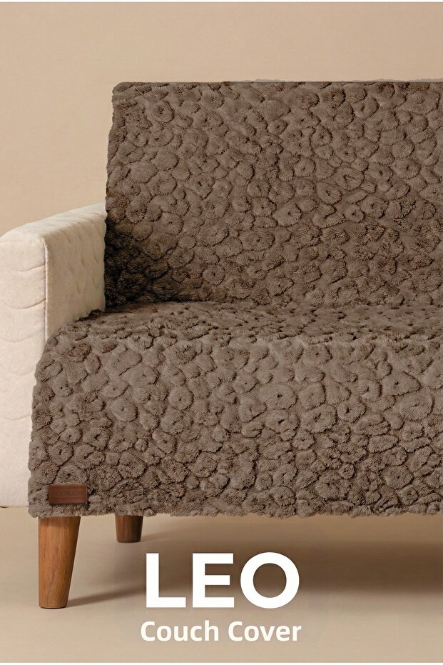 Leopard Patterned Wellsoft Sofa Cover Embossed Sofa Protector Shawl Covering the Back (180X220 cm)