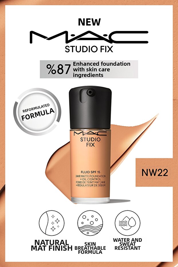 Studio Fix Fluid Spf15 Professional Matte Liquid Foundation-24H Wear-30 Ml-Nw22