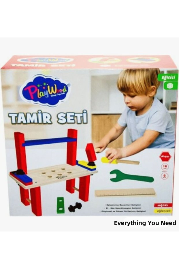 Toy Wooden Repair Table Workbench Set Large Size