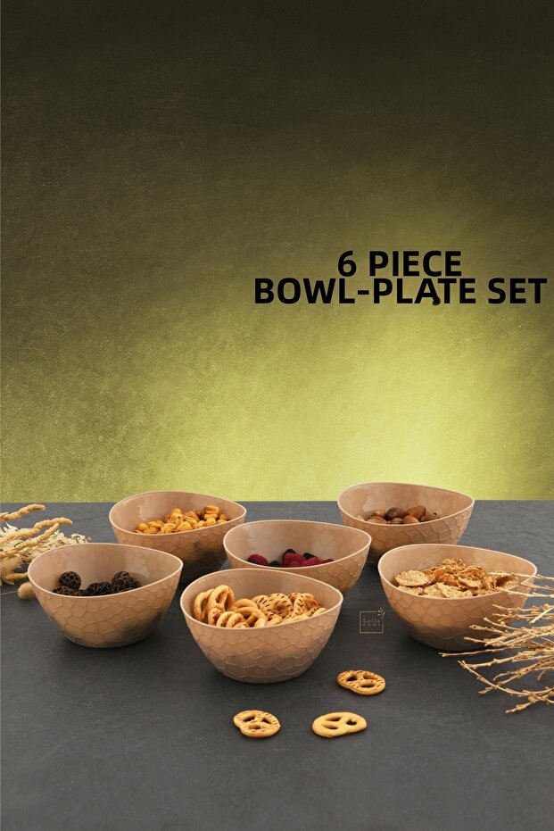6-Piece Brown Snack Bowl Set Snack-Sauce-Breakfast-Bowl Set