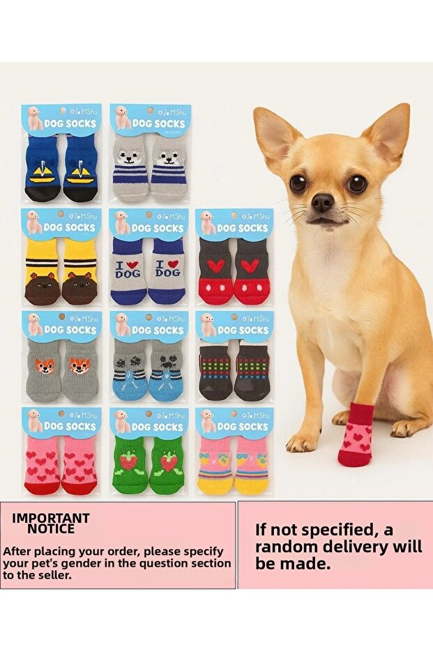 Cute Paw Socks | Cat Dog Anti-Slip Sole Braided Pet Socks