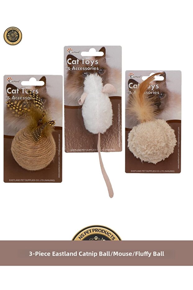 Set of Three Catnip Felt Mouse / Rattle Ball / Felt Ball Cat Toy