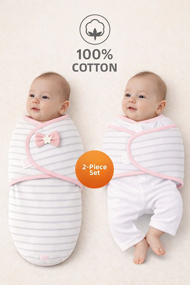 100% Cotton Swaddle for 0 to 4 Months Baby, Velcro Fastened, Soft Jersey Fabric, Breathable Fabric