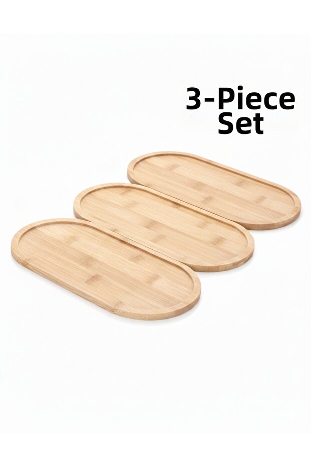 3 Pieces Bamboo Presentation Tray, Oil Tray, Soap Tray, Etc. Multi-Purpose Tray 23X12 cm