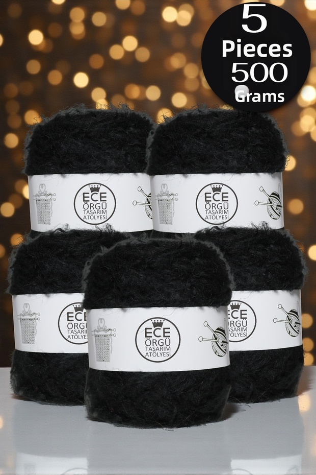 Onyx, Black Fluffy Mohair Knitting Yarn (500 Gr.)