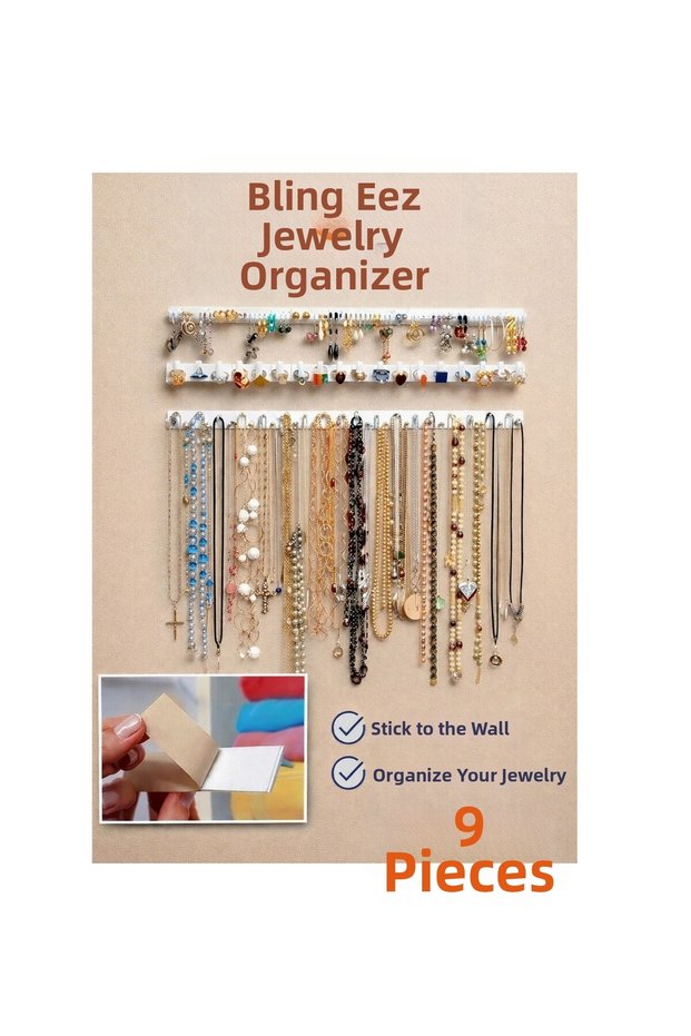 Bling Eez Jewelry Hanger 9 Pieces Jewelry Accessory Organizer Necklace Earrings Ring Jewelry Organizer