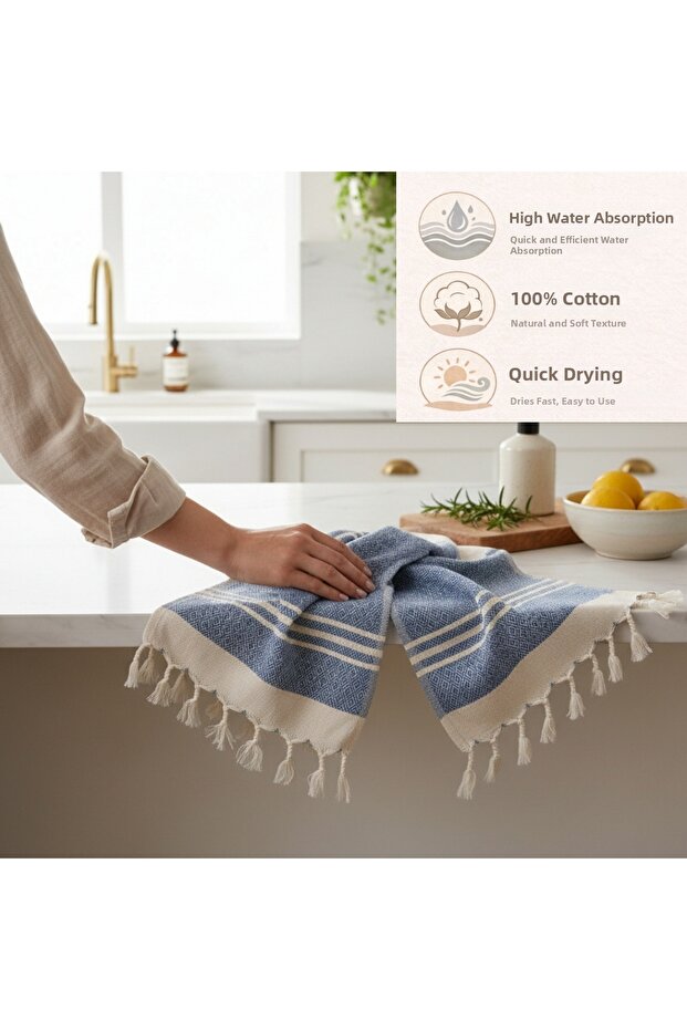100% Cotton High Absorbent Kitchen Hand Towel, Quick Drying, Soft Textured Drying Cloth