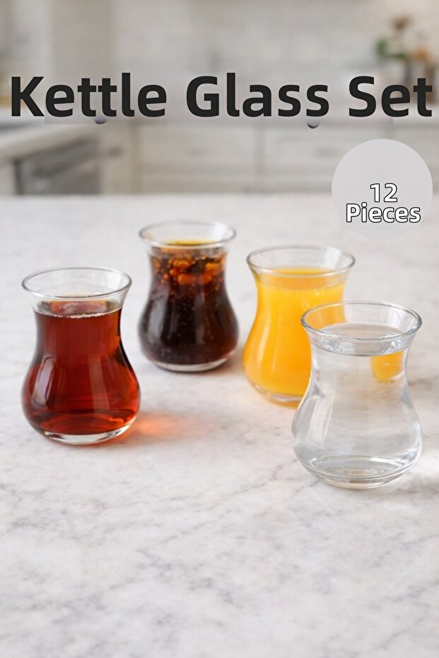 Set of 12 200 ml Borosilicate Glass Drinking Cups Heat Resistant Transparent Kw-725