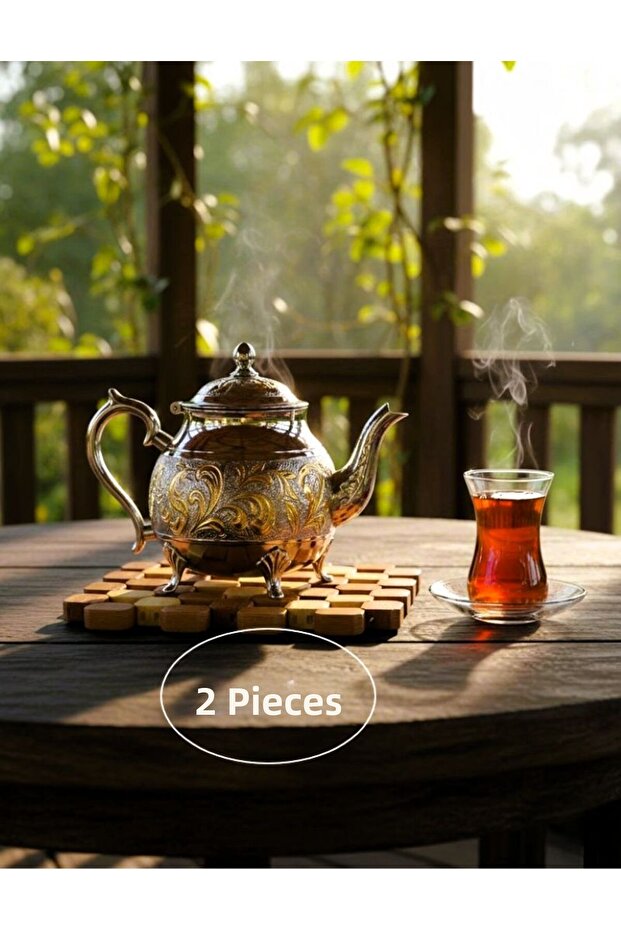 2 Pieces of Decorative Natural Bamboo Trivets - Heat Resistant, Modern, under Pot and Teapot