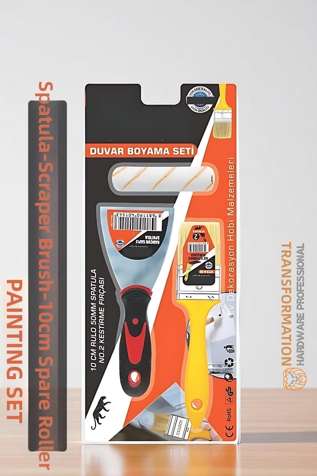 Painting Set - Spatula - Cutting Brush - 10cm Replacement Roller 721856