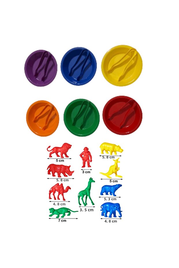 Transfer Set 6 Bowls 6 Tweezers Wild Animals Counters Set