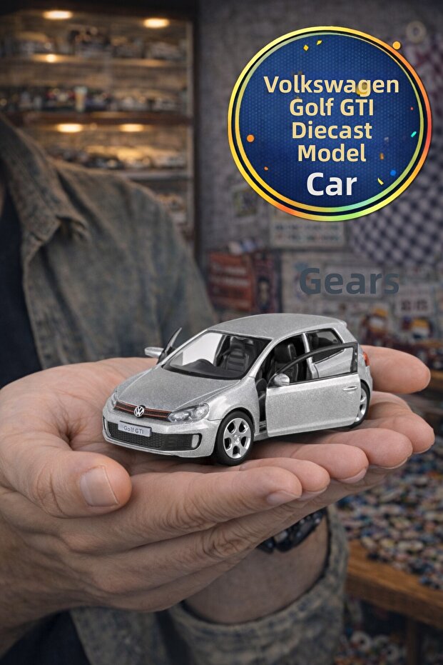 Current European Series Gray Volkswagen Golf Gti Pull-Open Door Pull-And-Go Metal Model Car 1:32
