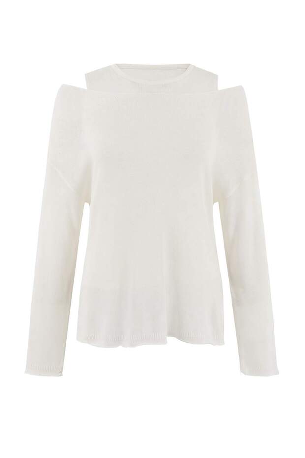 Wardrobe Essentials Ekru Kayık Yaka Oversize 2'li Atlet-Bluz Triko İnce Bluz TWOSS26BZ00283 - 11