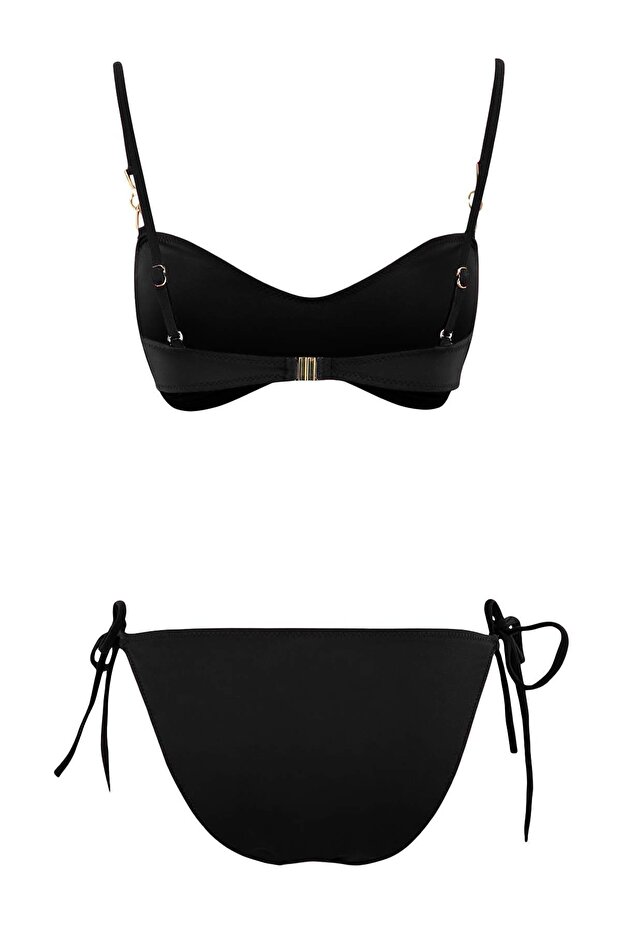 Siyah Bralette Kaplı Aksesuarlı Normal Bel Regular Bikini Takımı TBESS26BT00020 - 6