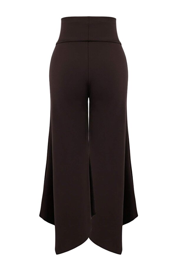 Kahverengi Fırçalı Soft Kumaş Asimetrik Spor Yoga Pantolonu/ Eşofman Altı THMSS26EA00001 - 3