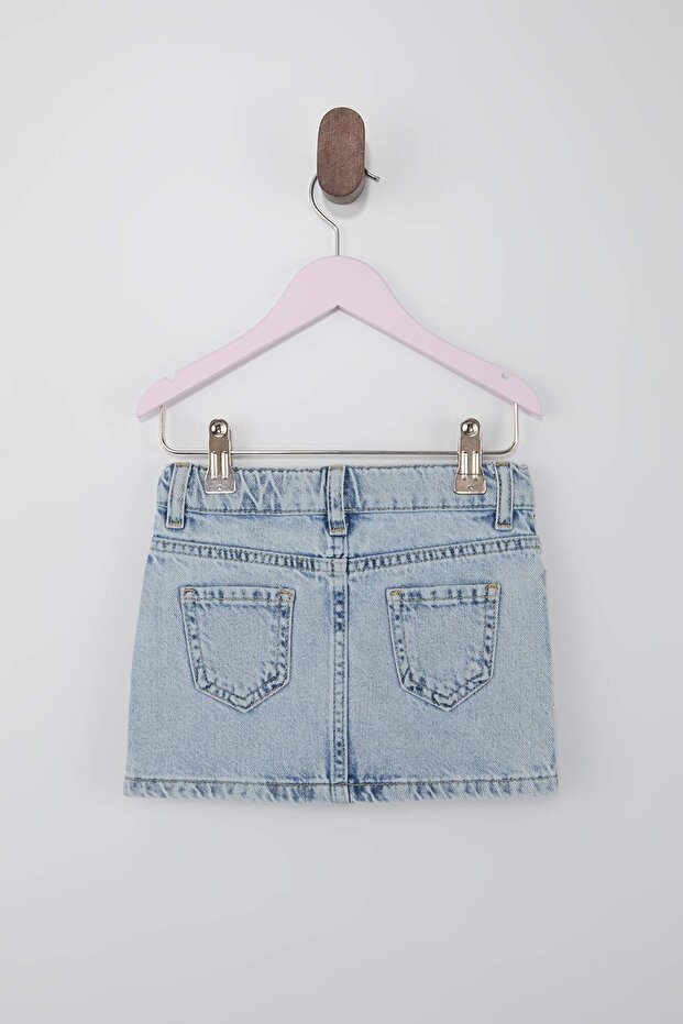 Mavi Kız Çocuk Kısa / Mini Düz Denim Etek TKDSS26ET00002 - 5