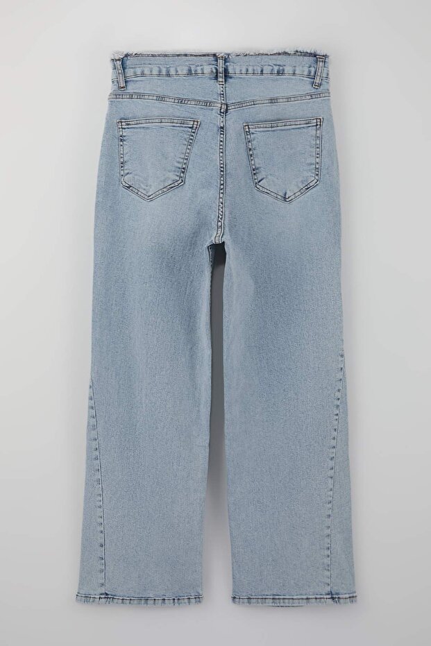 Açık Mavi Yüksek Bel Geniş Paça Comfort/Orta Esnek Wide Leg Büyük Beden Jeans TBBSS26CJ00003 - 7