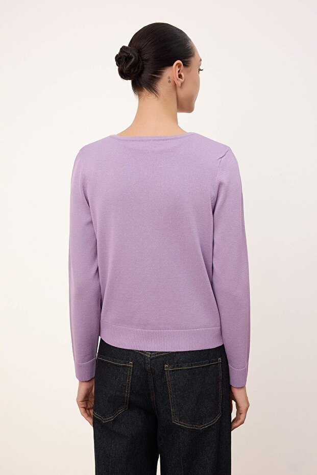 Wardrobe Essentials Lila Premium İplik Basic Rayon Görünümlü Hırka-Bluz Triko Hırka TWOSS26HI00001 - 4