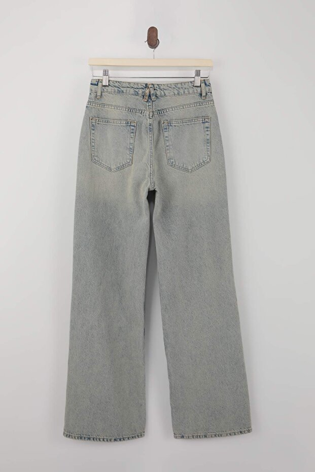 Mavi Yüksek Bel 100% Pamuk Wide Leg Geniş Paça Jeans TWOSS26JE00126 - 6