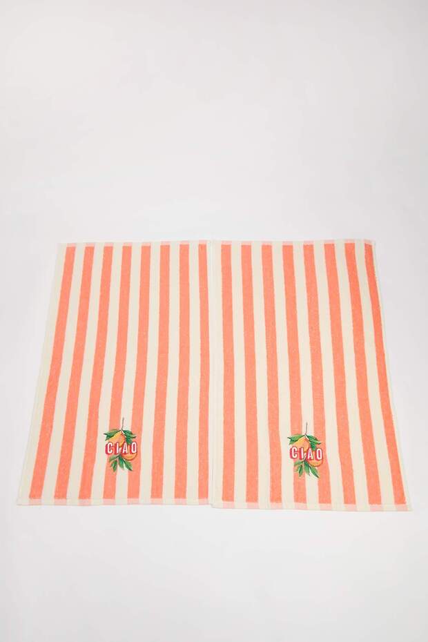 2'li %100 Pamuk Çizgili ve Nakışlı Mutfak Havlusu Seti 40x66 cm - 4