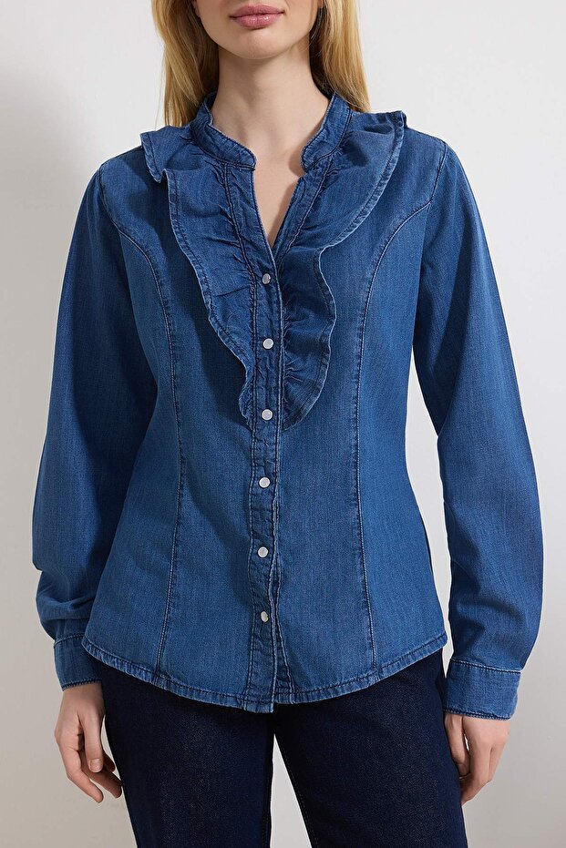Mavi Bebe Yaka 100% Pamuk Denim Gömlek TWOSS26GO00027 - 3