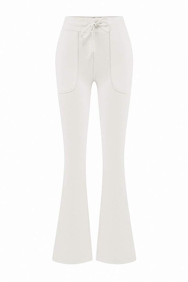 Ekru Soft Fırçalı Kumaş Örme Spor Eşofman Altı THMSS26EA00003 - 6