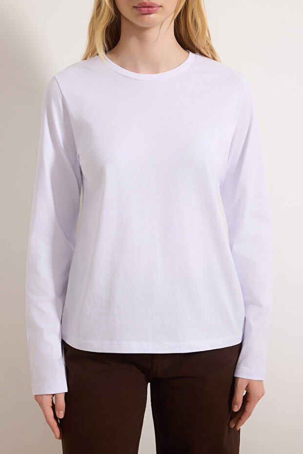 Siyah-Beyaz 2'li Paket Bisiklet Yaka Regular/Normal Kesim Örme T-Shirt TWOAW25TS00001 - 7