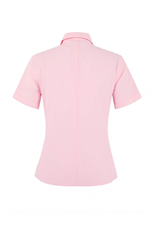 Limited Edition Pembe Bele Oturan Asimetrik Fitted Gömlek TWOSS26GO00054 - 7